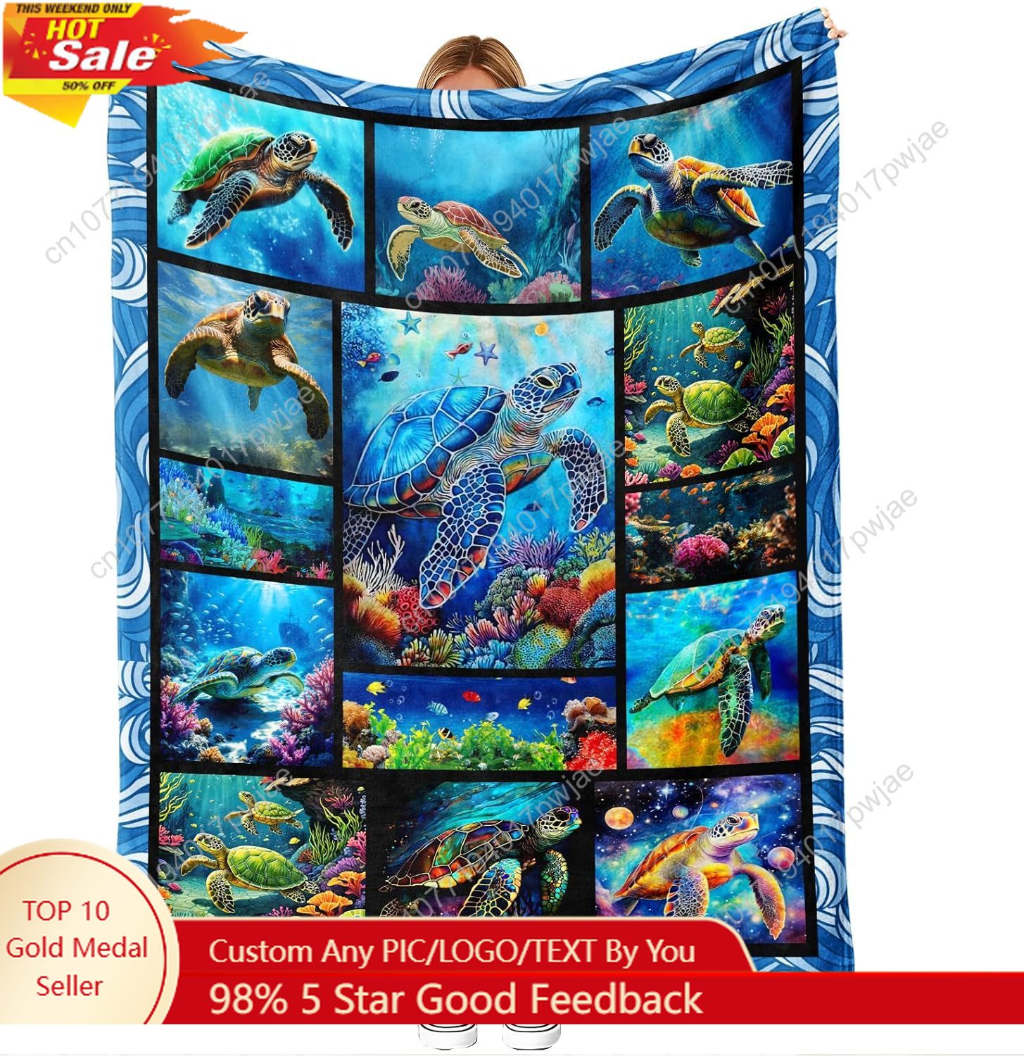 Sea Turtle Flannel Throw Blank - Home Textiles Blanket 评论和价格