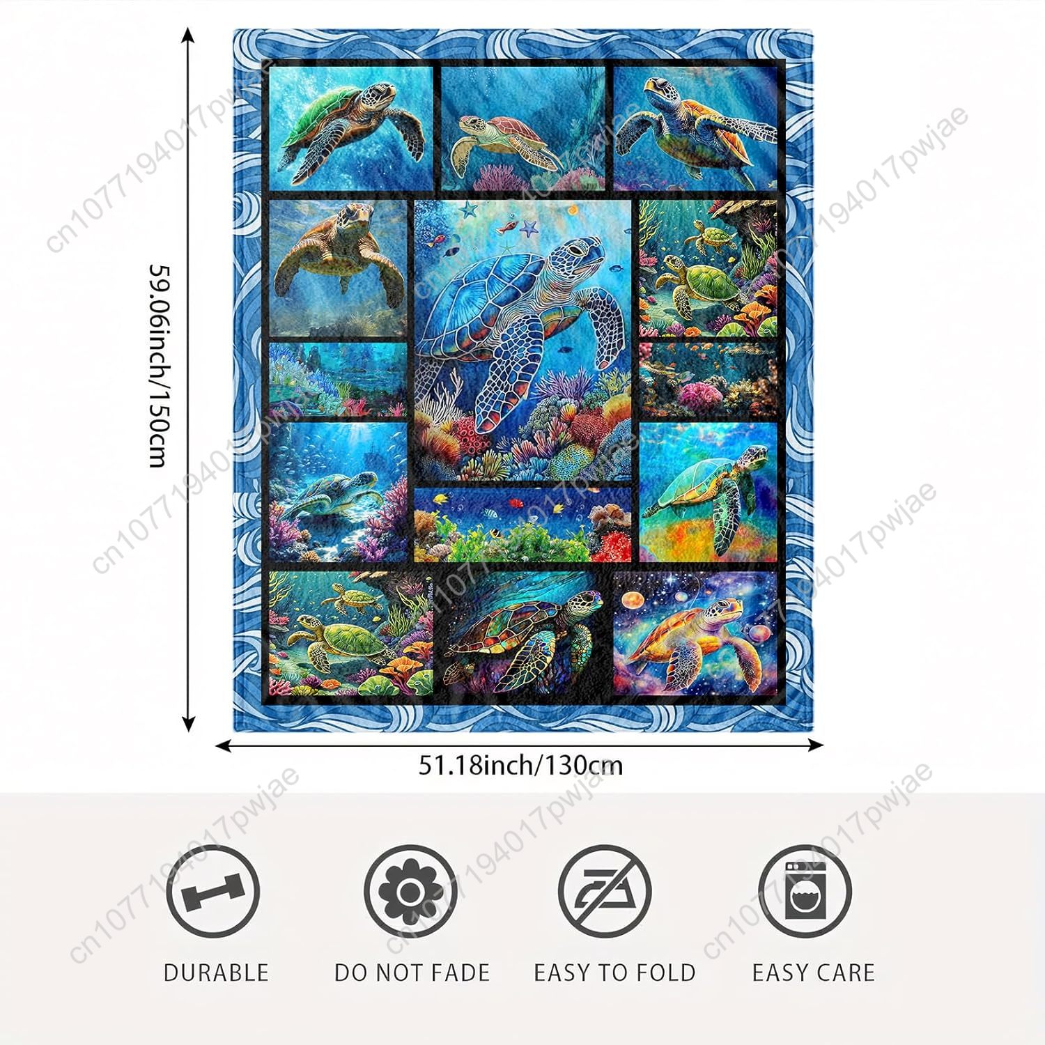 Sea Turtle Flannel Throw Blank - Home Textiles Blanket 评论和价格