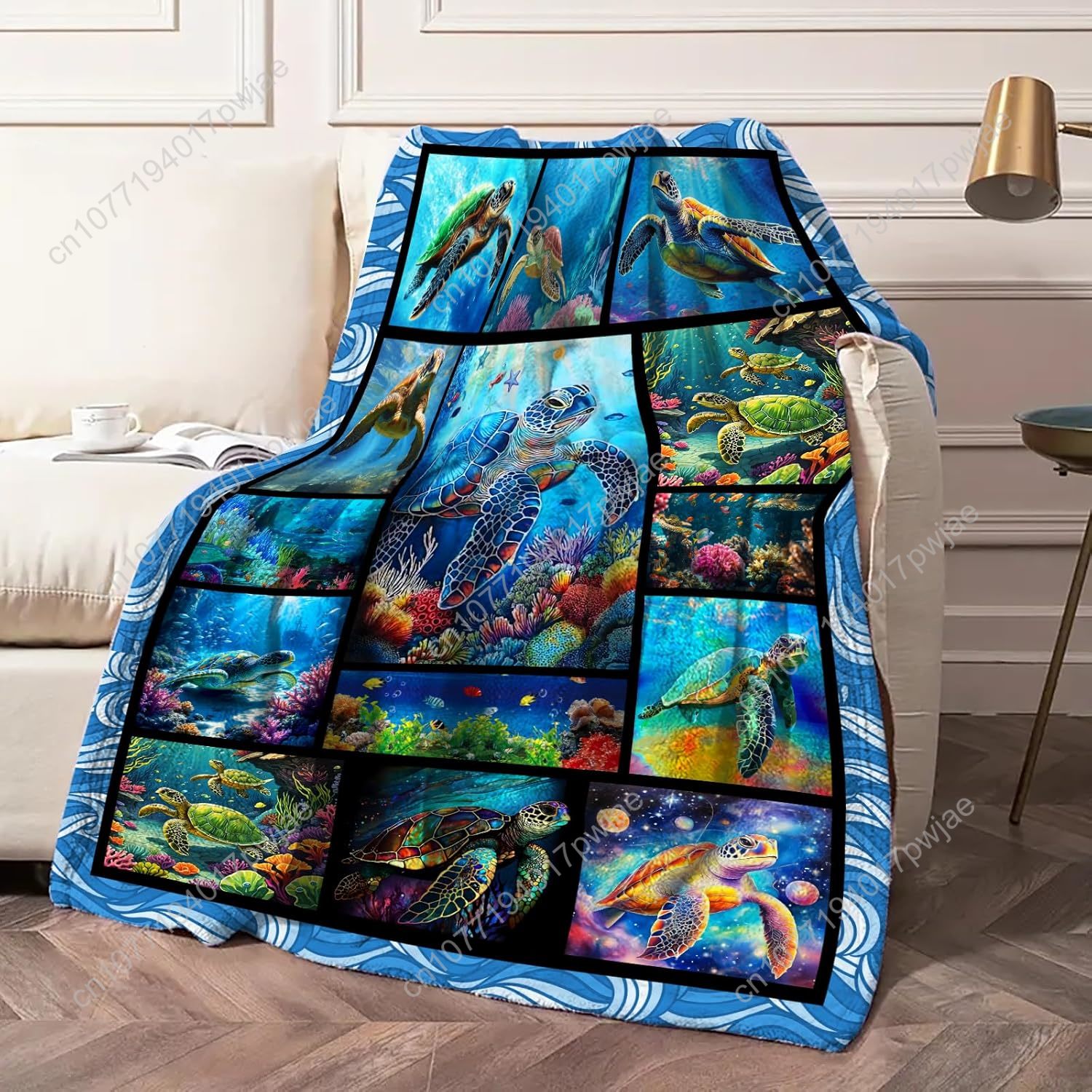 Sea Turtle Flannel Throw Blank - Home Textiles Blanket 评论和价格
