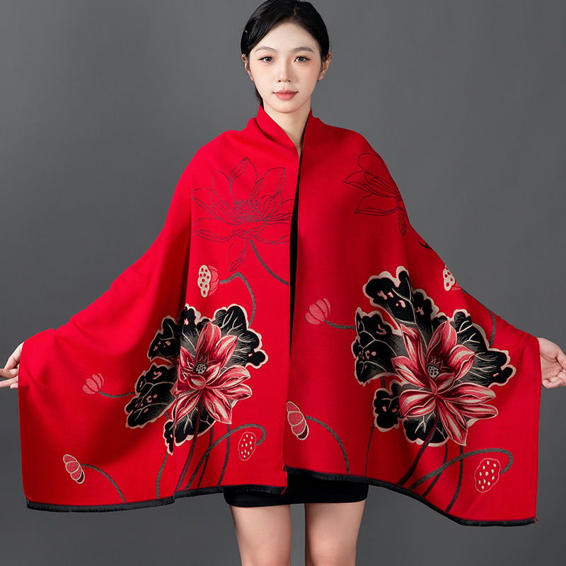 Women Winter Shawl Cashmere Sc - Home Textiles Blanket 评论和价格