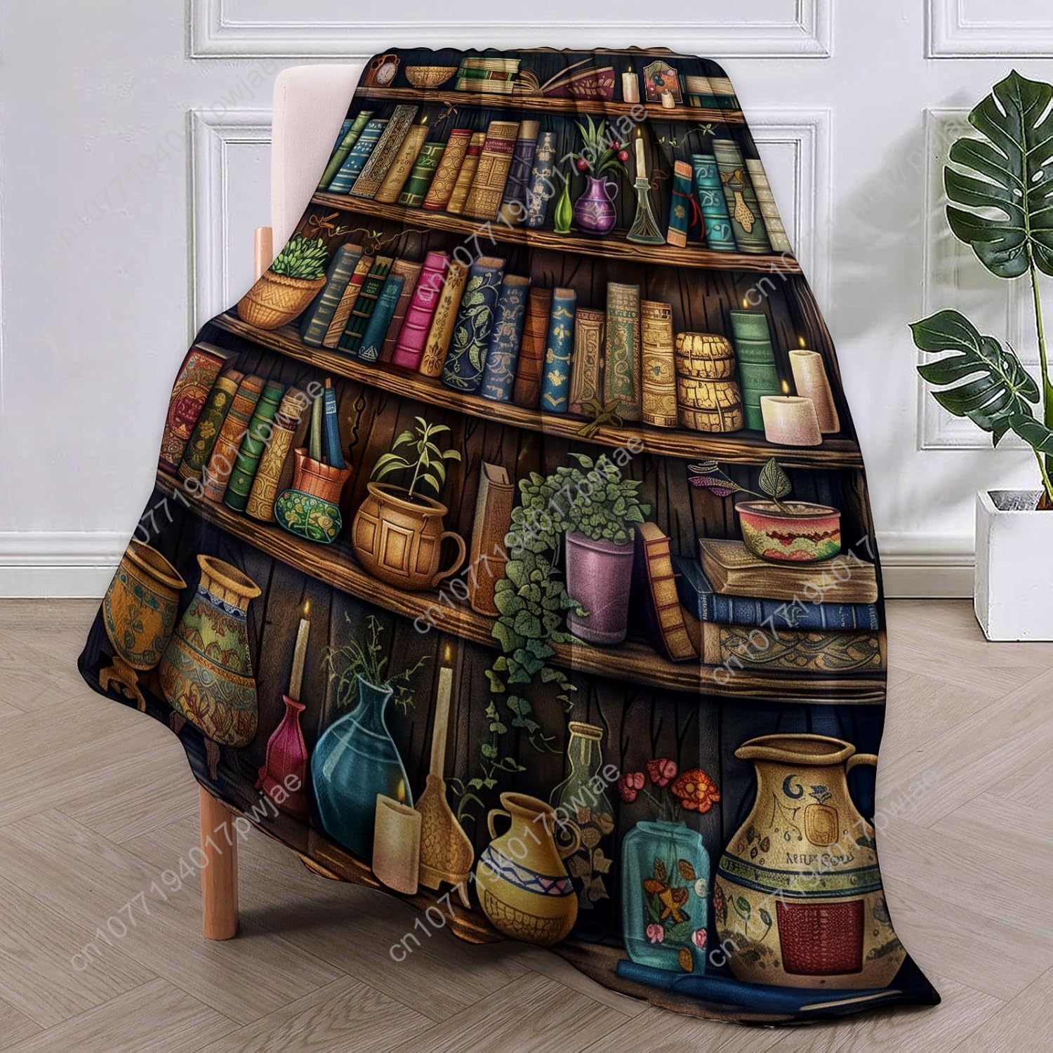 Vintage Bookshelf Blanket Read - Home Textiles Blanket 评论和价格