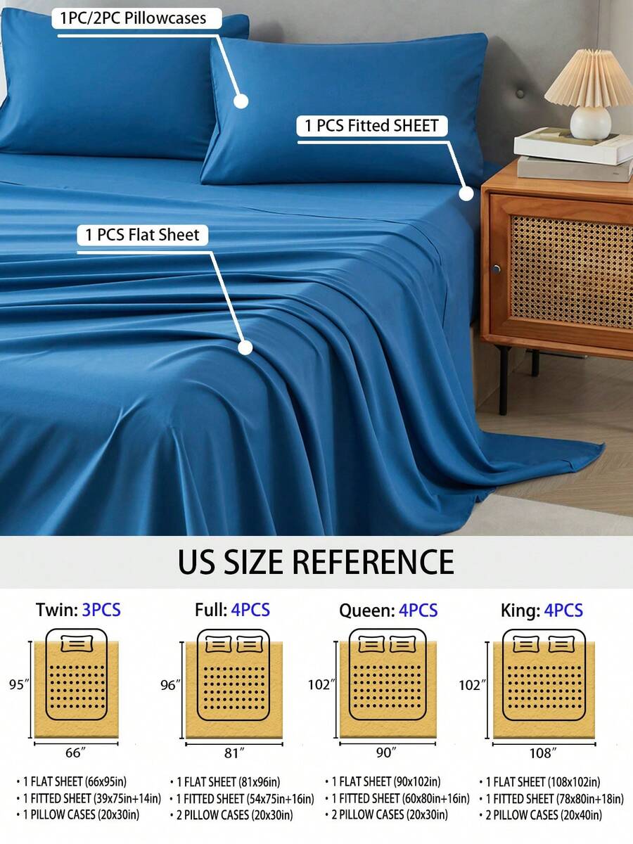 3/4 Piece Home Bed Sheet Set,  - Silk Sheet Set 评论和价格