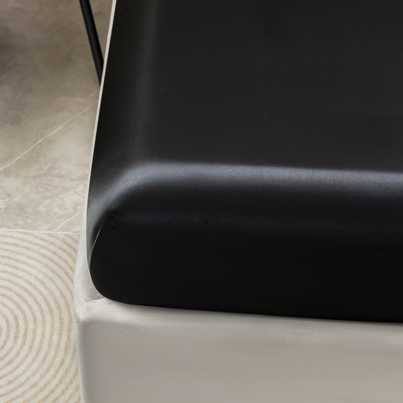 3Pcs Black Satin Fitted Sheet  - Silk Sheet Set 评论和价格