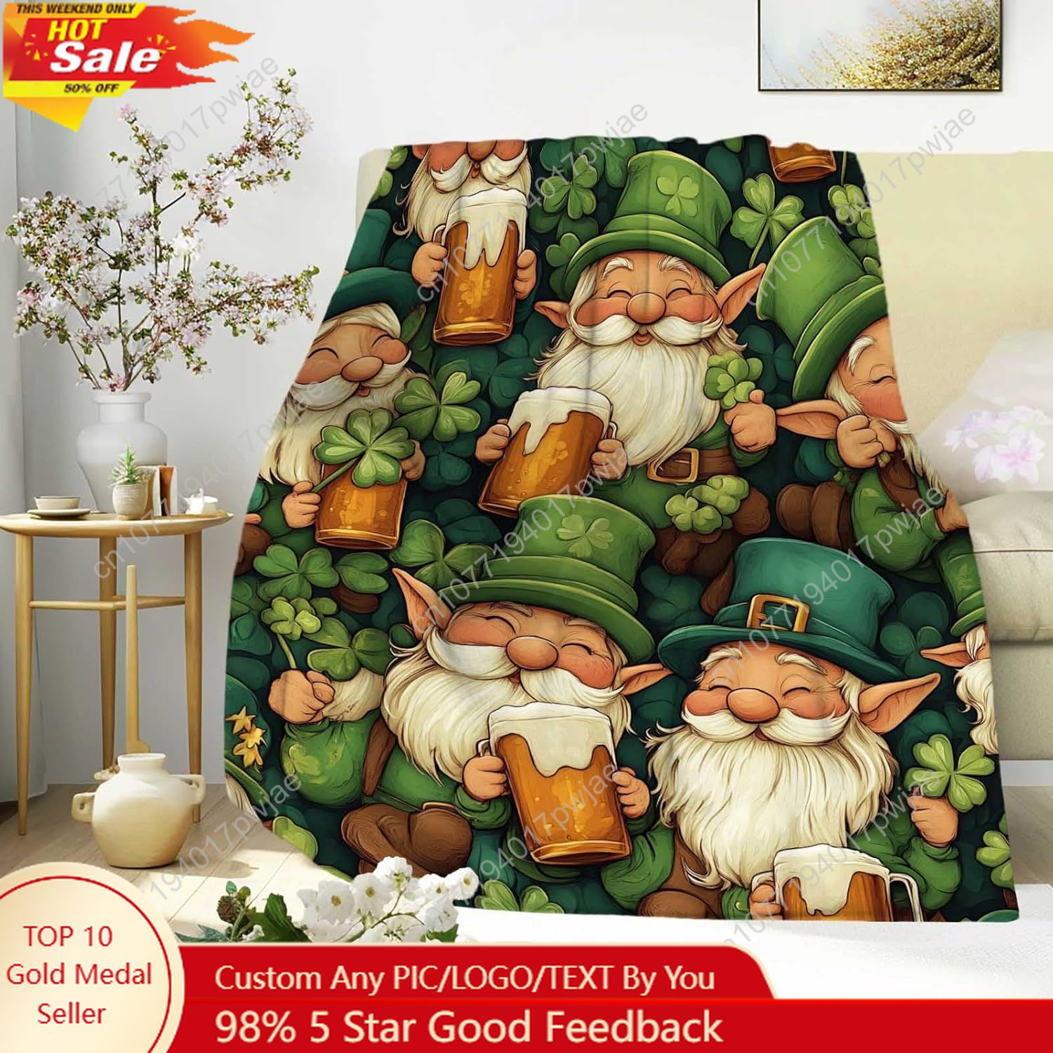 St. Patrick’s Day Gnome Throw  - Home Textiles Blanket 评论和价格