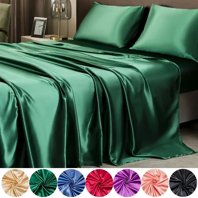 2/3PCS Luxurious Satin Fitted  - Silk Sheet Set 评论和价格