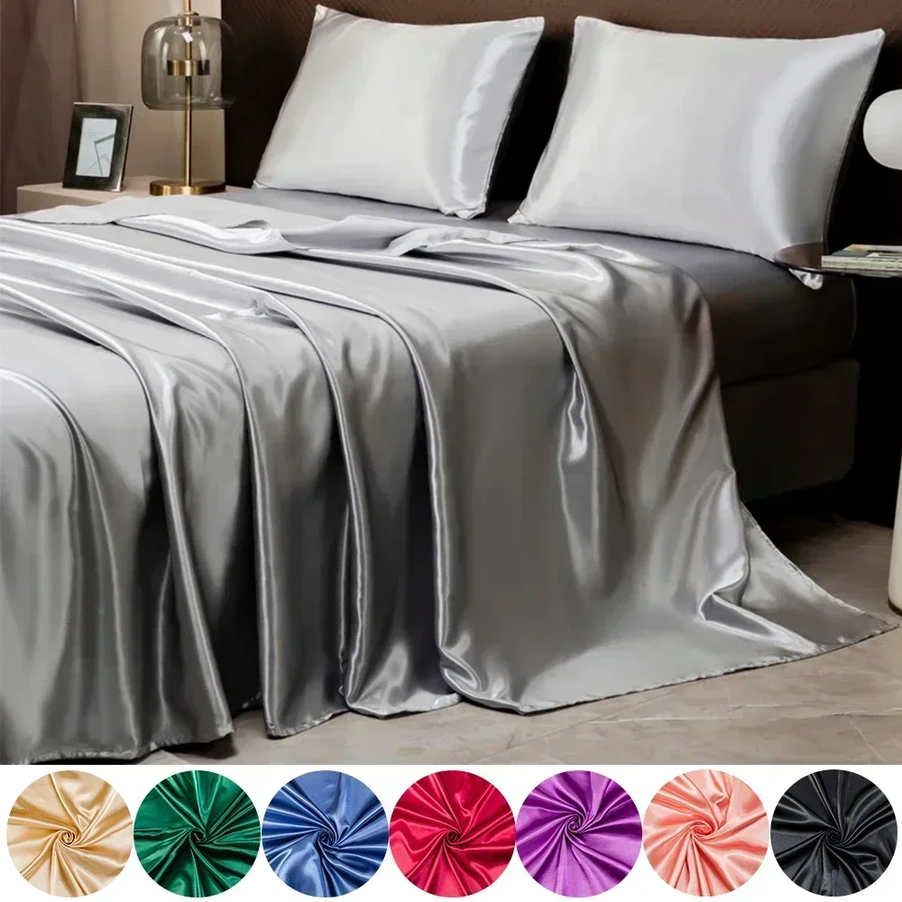 2/3PCS Luxurious Satin Fitted  - Silk Sheet Set 评论和价格