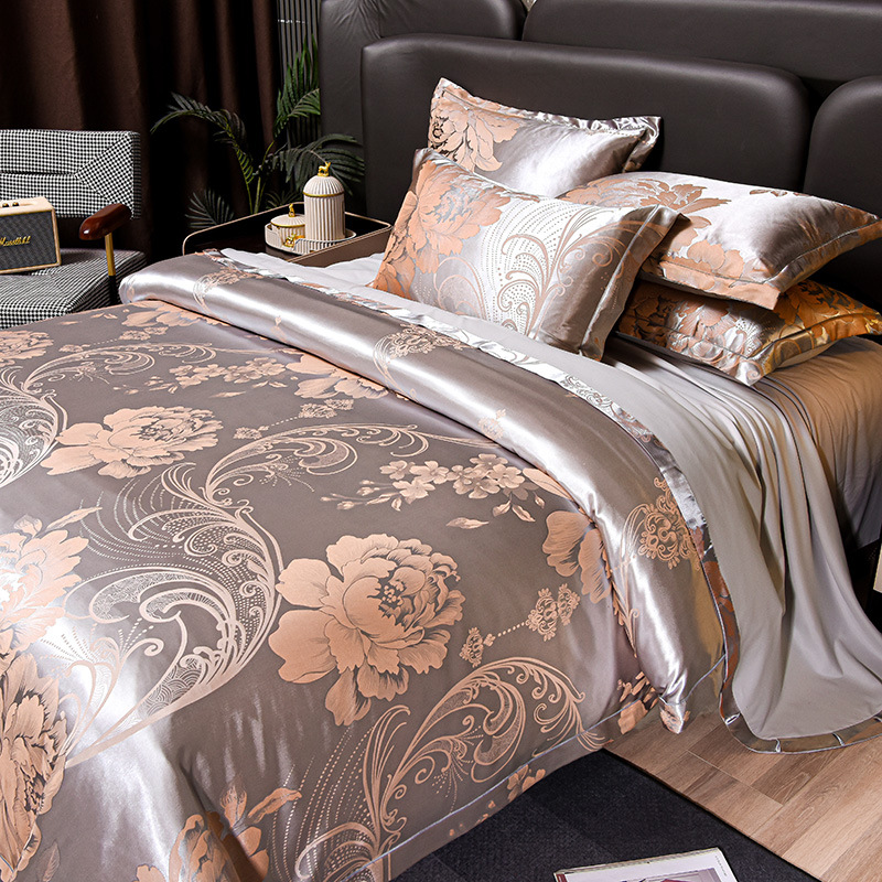New 4Pcs European Satin Jacqua - Silk Sheet Set 评论和价格