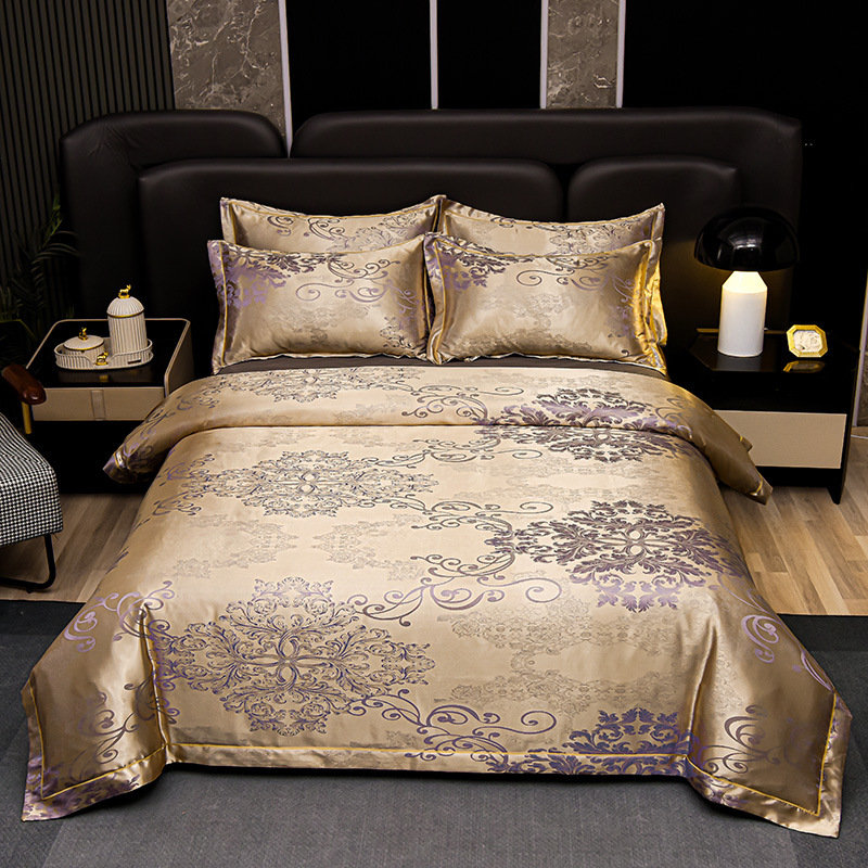New 4Pcs European Satin Jacqua - Silk Sheet Set 评论和价格