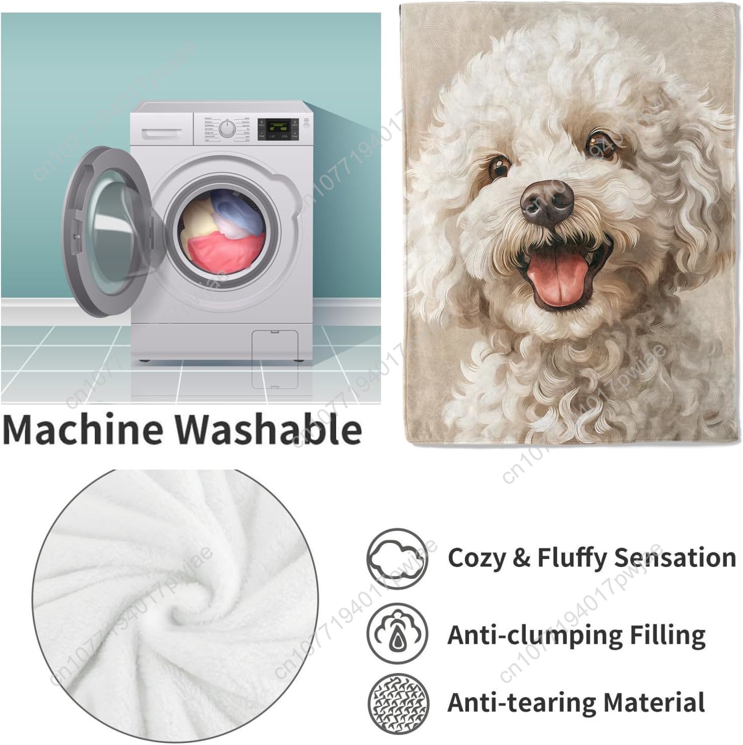 Joyful Poodle Portrait Blanket - Home Textiles Blanket 评论和价格